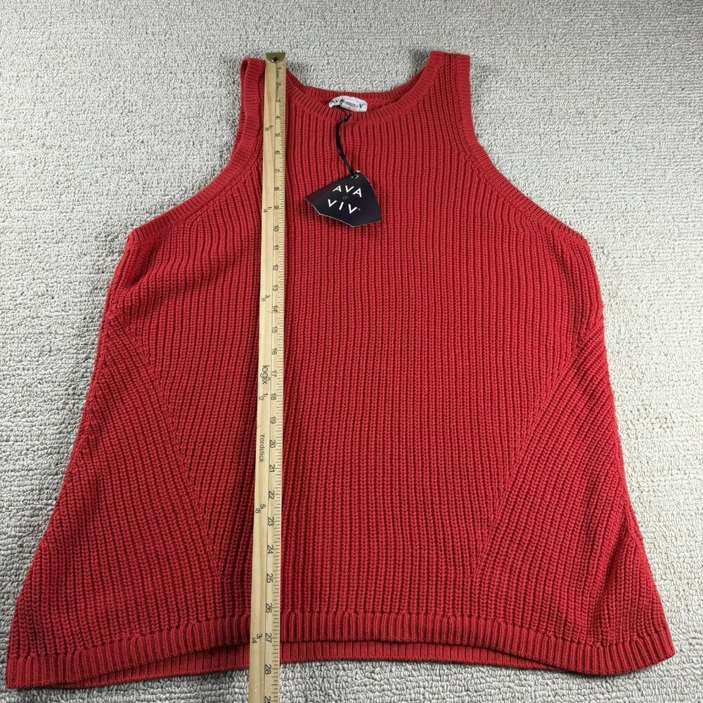 Ava & Viv Sleeveless Tank Top Knit Sweater Red Women's Size 2X - Picture 3 of 5